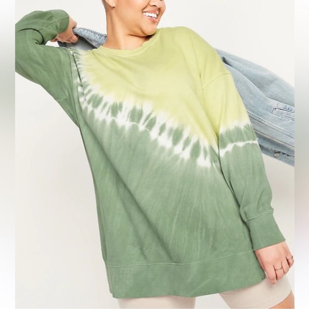 Old Navy Women’s Oversized Vintage Tunic Sweatshirt Size XS GUC Tie-Dye Green